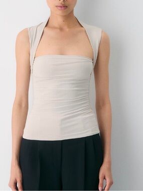 Aritzia Beige Contour Flourish Top